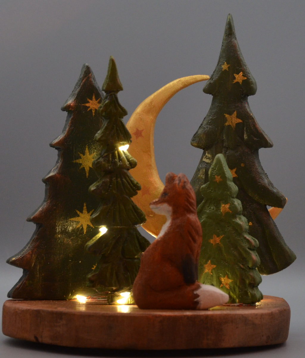 Le renard de la forêt et la lune – Décoration lumineuse LED