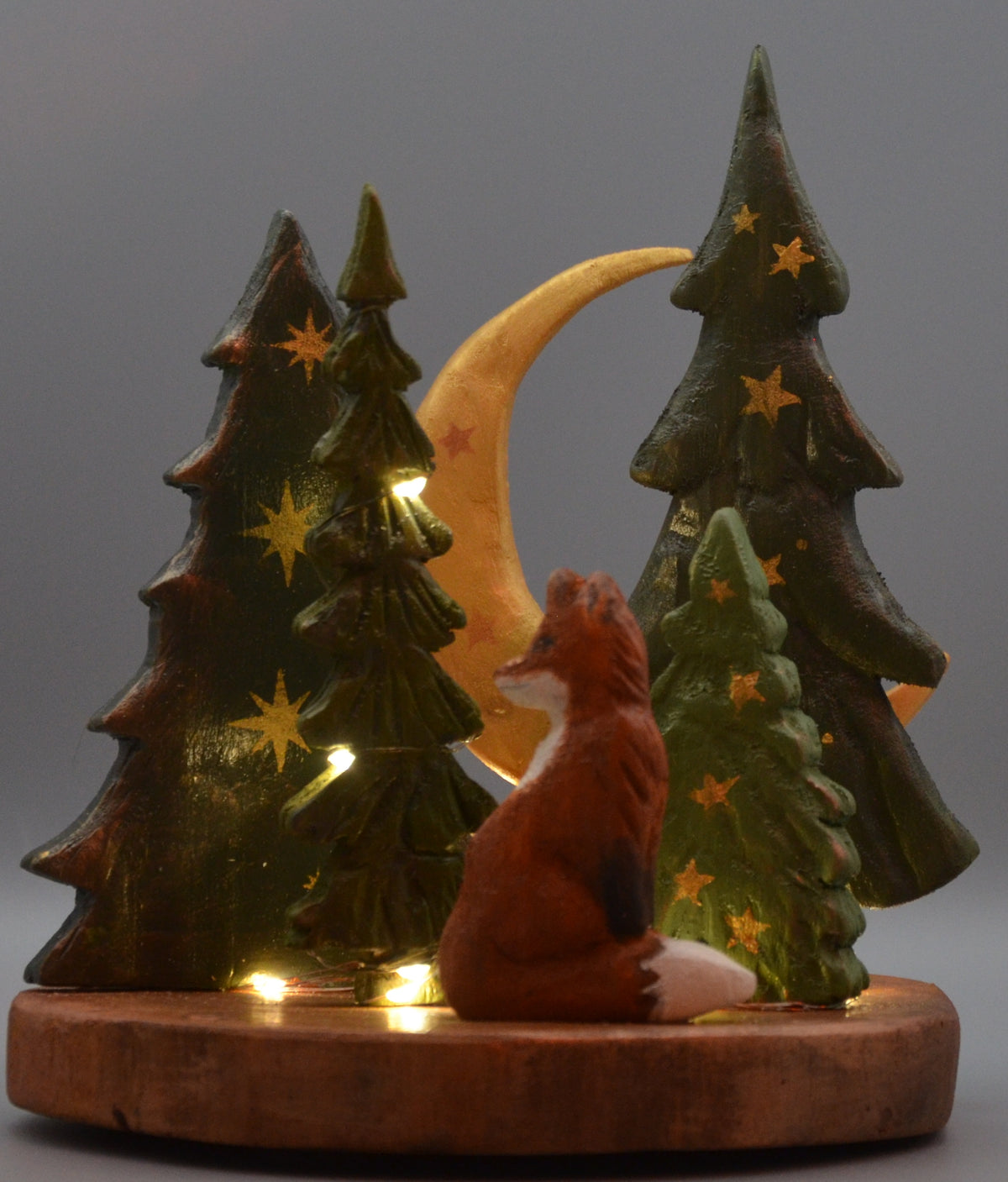 Le renard de la forêt et la lune – Décoration lumineuse LED