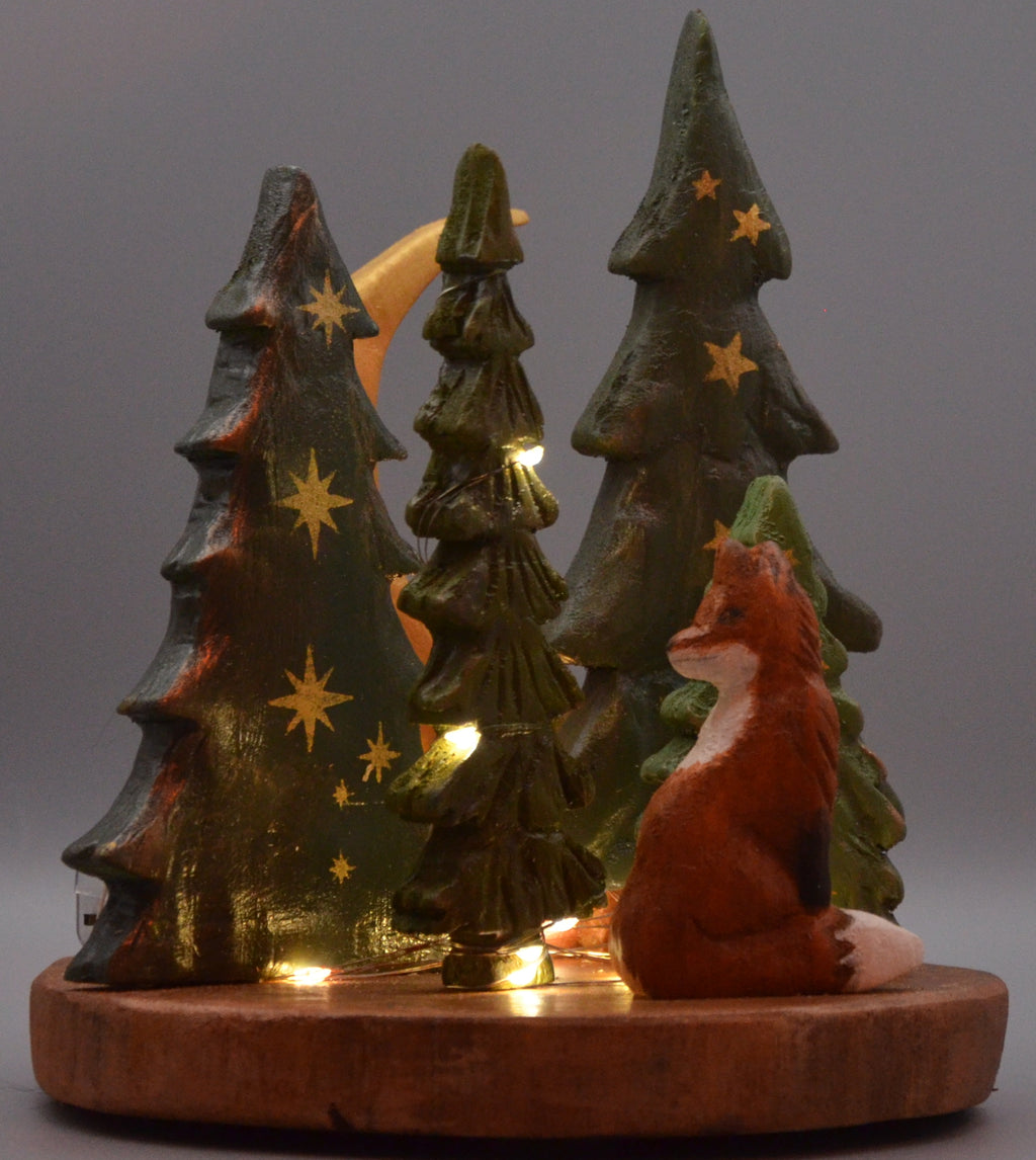 Le renard de la forêt et la lune – Décoration lumineuse LED