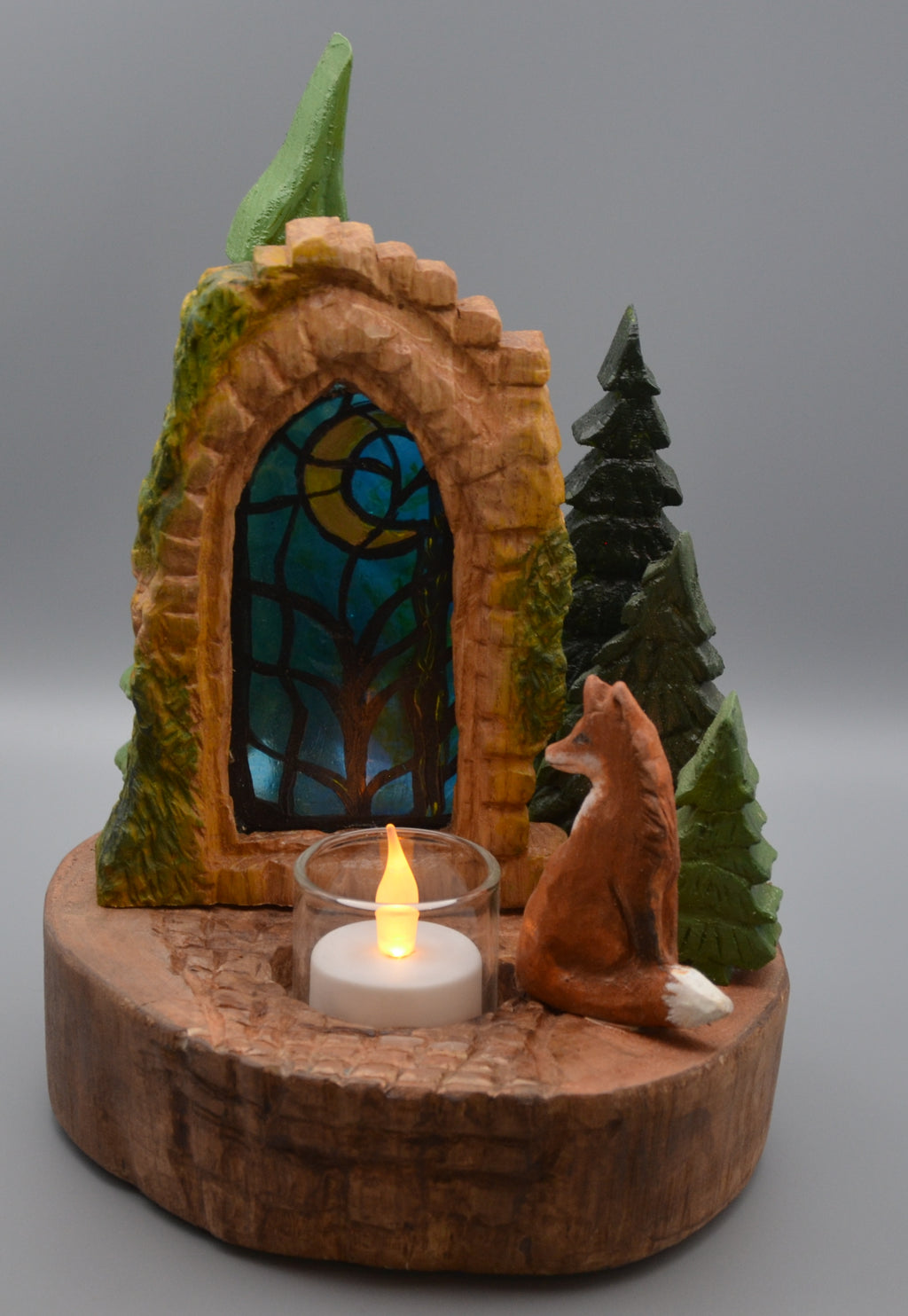 Le Renard et le Vitrail Oublié – Paysage lumineux – LED à pile