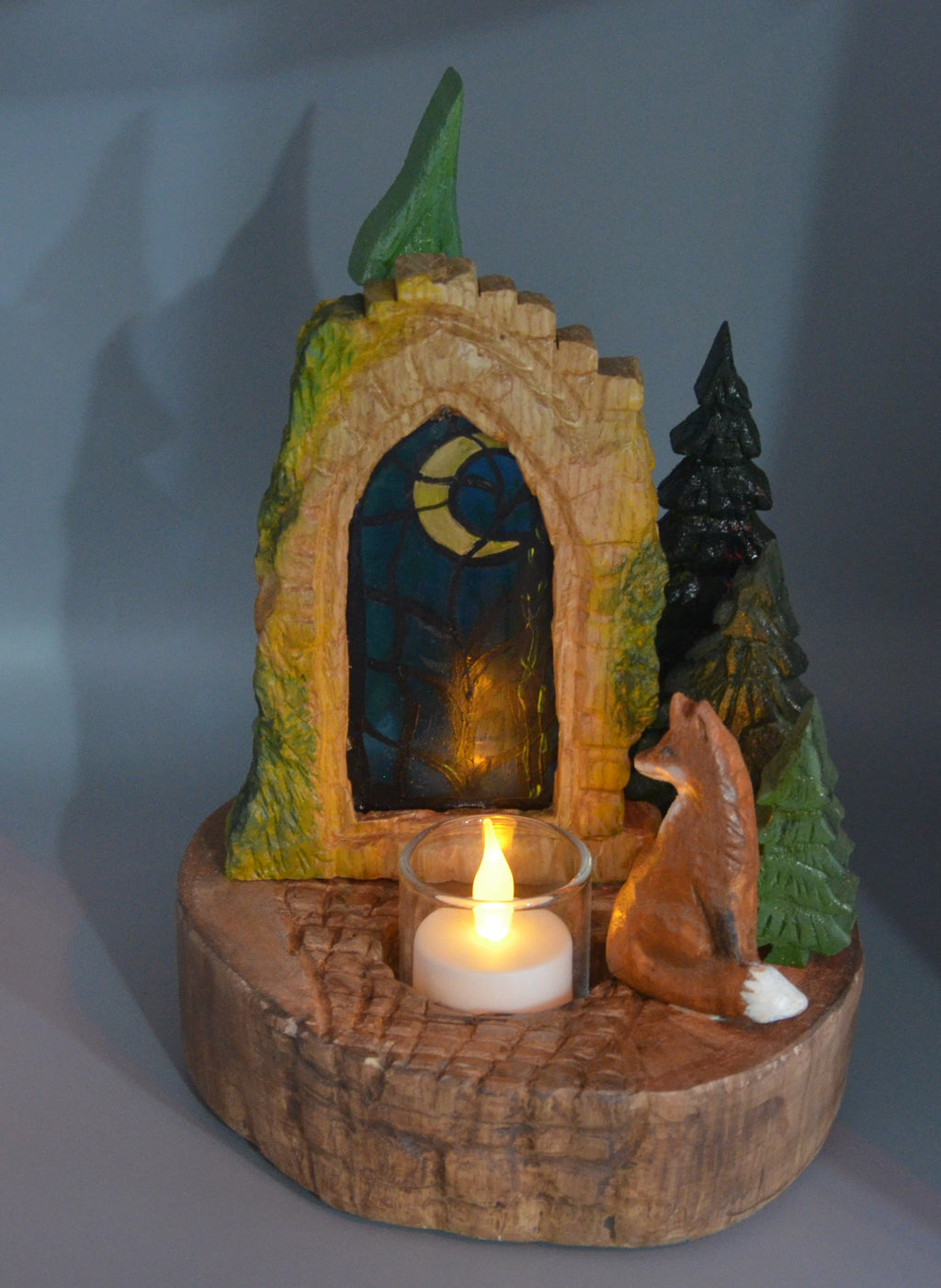 Le Renard et le Vitrail Oublié – Paysage lumineux – LED à pile