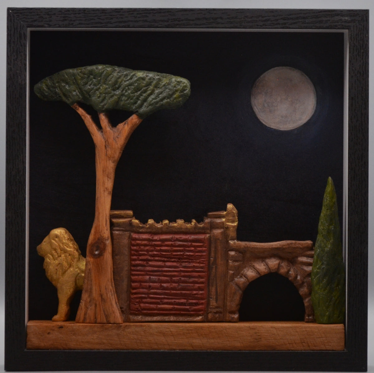 Le Lion du Jardin Oublié – Fragment d’histoire – Paysage décoratif en cadre