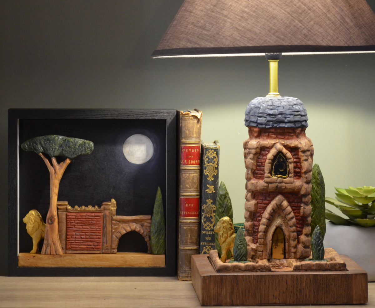 Le Lion du Jardin Oublié – Fragment d’histoire – Paysage décoratif en cadre