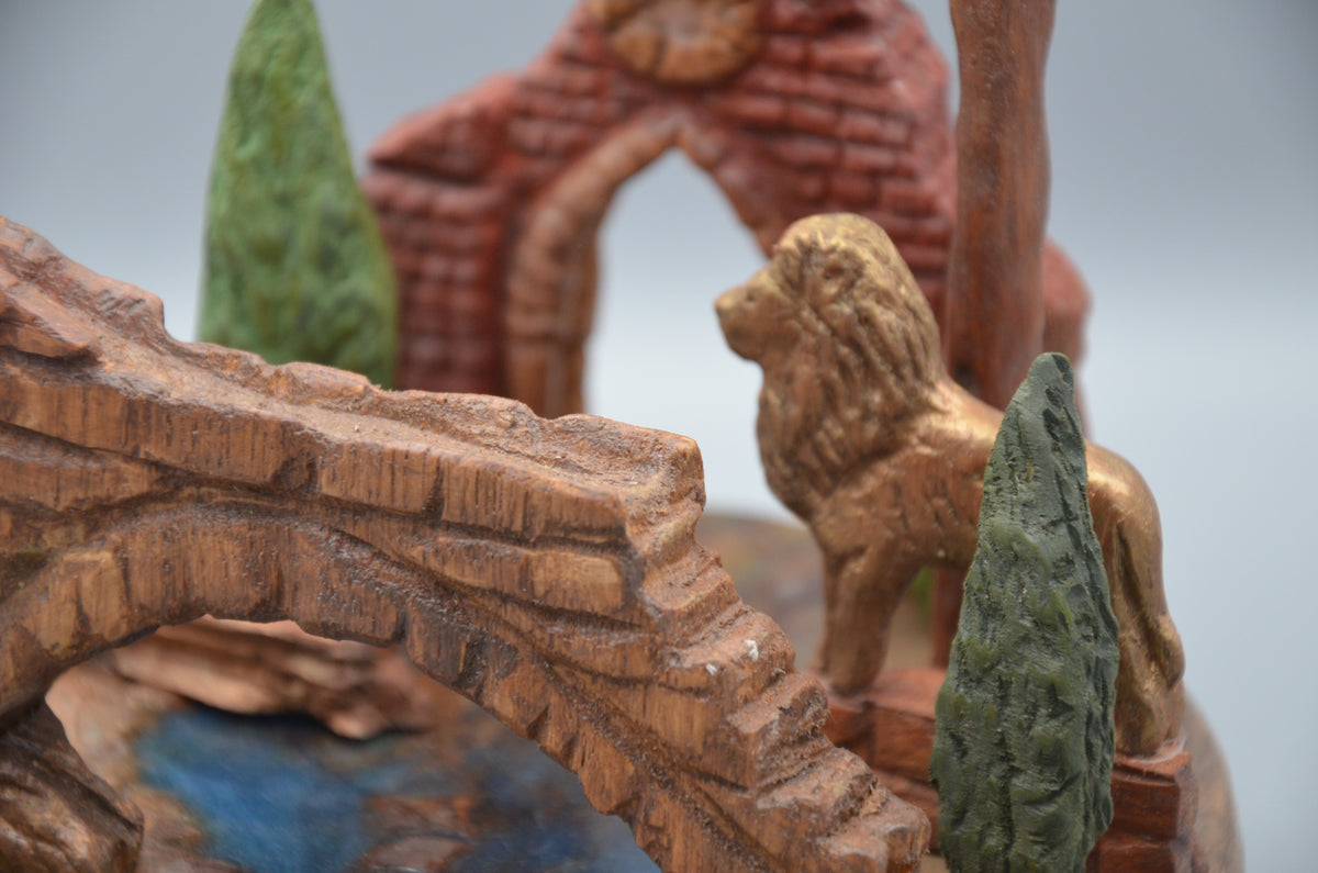 Le Lion du Jardin Oublié – Paysage décoratif – Sans éclairage